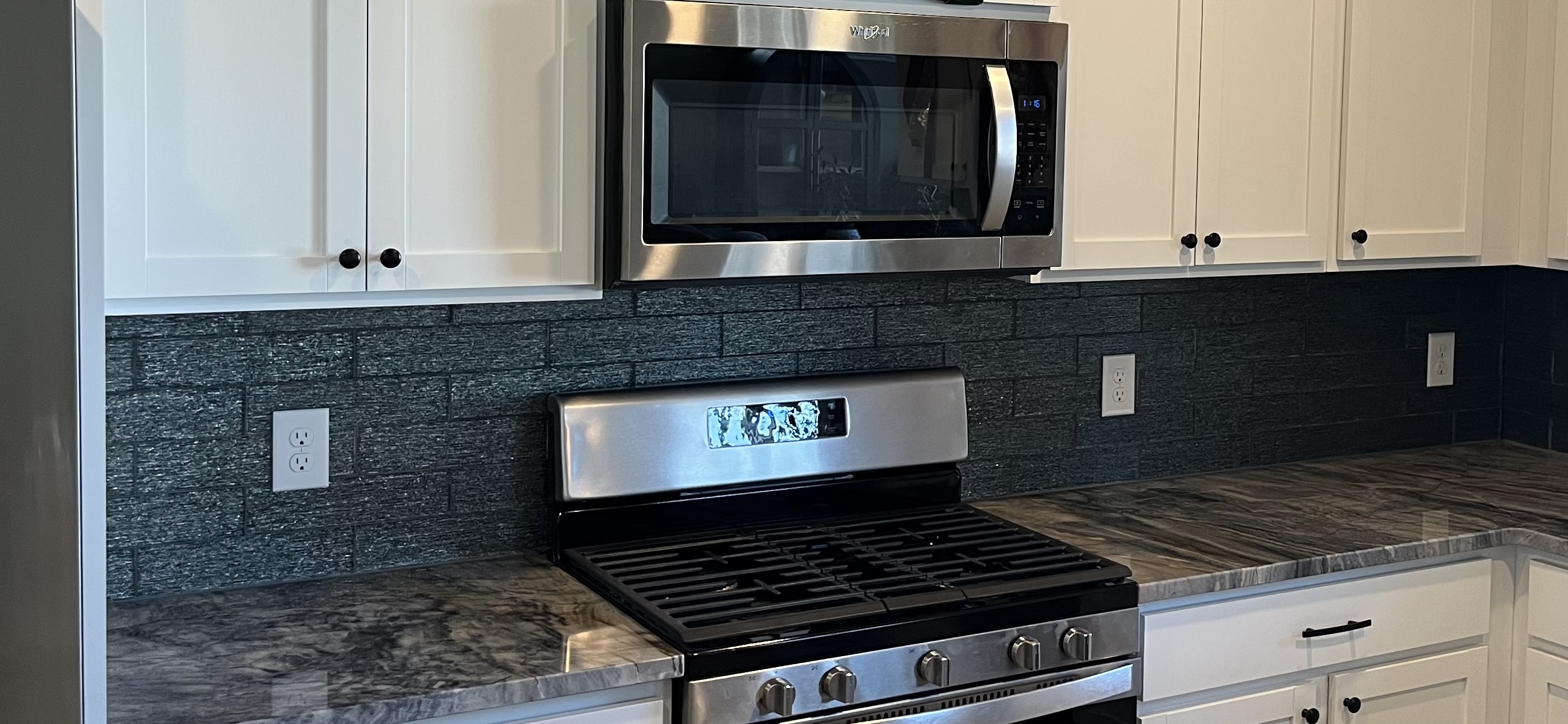 Dark textured backsplash